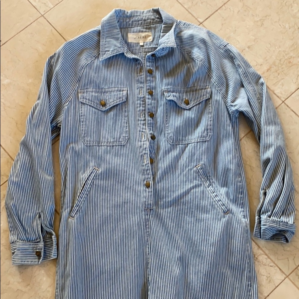The Great. Striped cotton jumpsuit sz 1 or small
